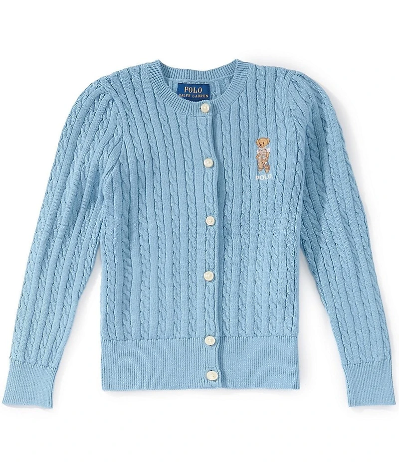 Polo Ralph Lauren Little Girls Long-Sleeve Polo Bear Mini-Cable Cardigan
