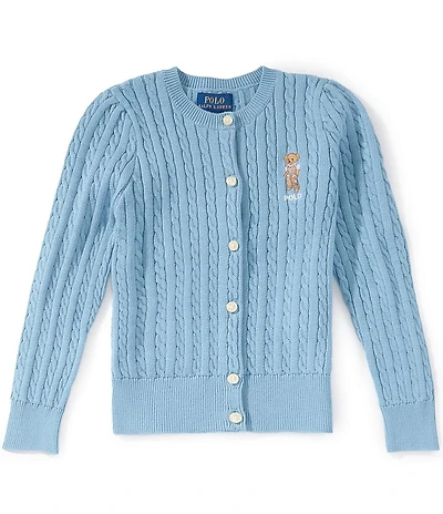 Polo Ralph Lauren Little Girls Long-Sleeve Polo Bear Mini-Cable Cardigan