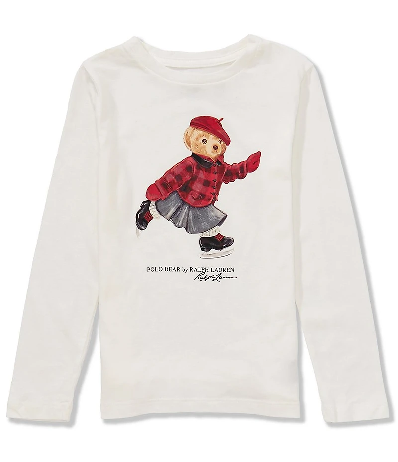 Polo Ralph Lauren Little Girls Long-Sleeve Polo Bear T-Shirt