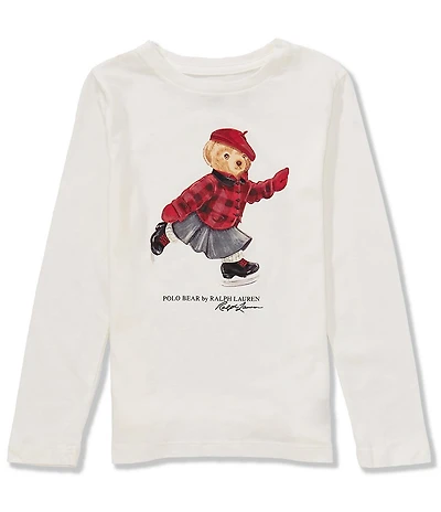 Polo Ralph Lauren Little Girls Long-Sleeve Polo Bear T-Shirt