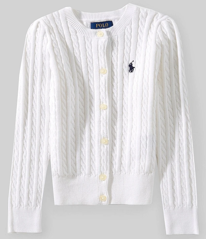Polo Ralph Lauren Little Girls Puffed-Sleeve Mini-Cable Cardigan