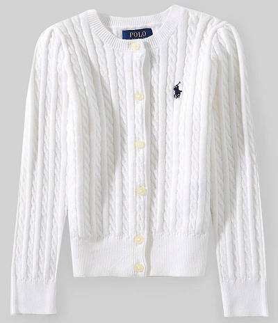 Polo Ralph Lauren Little Girls Puffed-Sleeve Mini-Cable Cardigan