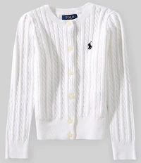 Polo Ralph Lauren Little Girls Puffed-Sleeve Mini-Cable Cardigan