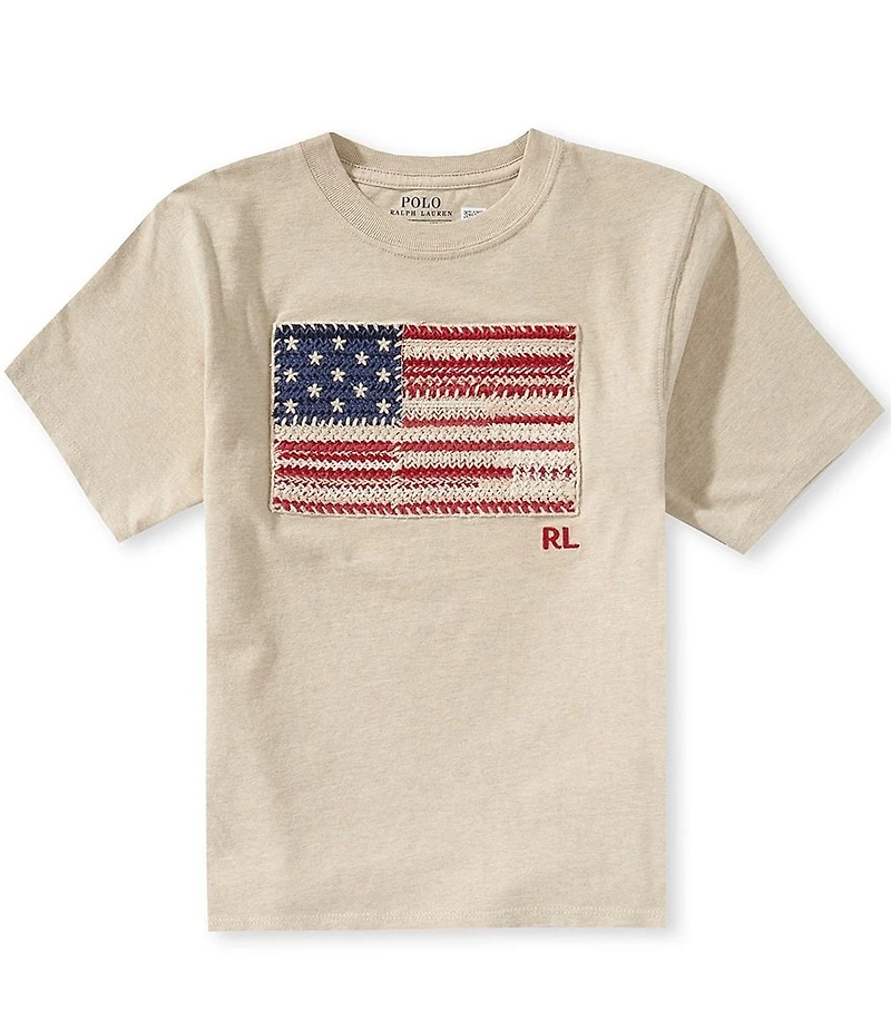 Polo Ralph Lauren Little Girls Short Sleeve American Flag Jersey T-Shirt