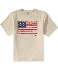 Polo Ralph Lauren Little Girls Short Sleeve American Flag Jersey T-Shirt