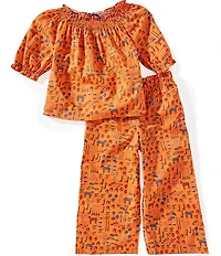 Polo Ralph Lauren Little Girls Short-Sleeve Equestrian-Print Top & Matching Pants Set