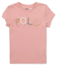 Polo Ralph Lauren Little Girls Short Sleeve Applique Logo Jersey T-Shirt