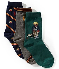 Polo Ralph Lauren Little/Big Boys Back to School Bear Quarter Socks 3-Pack