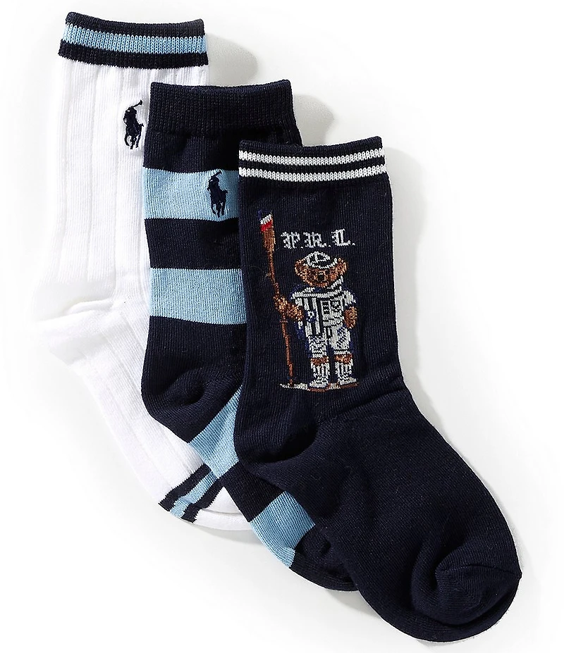 Polo Ralph Lauren Little/Big Boys Rowing Bear 3-Pack Socks