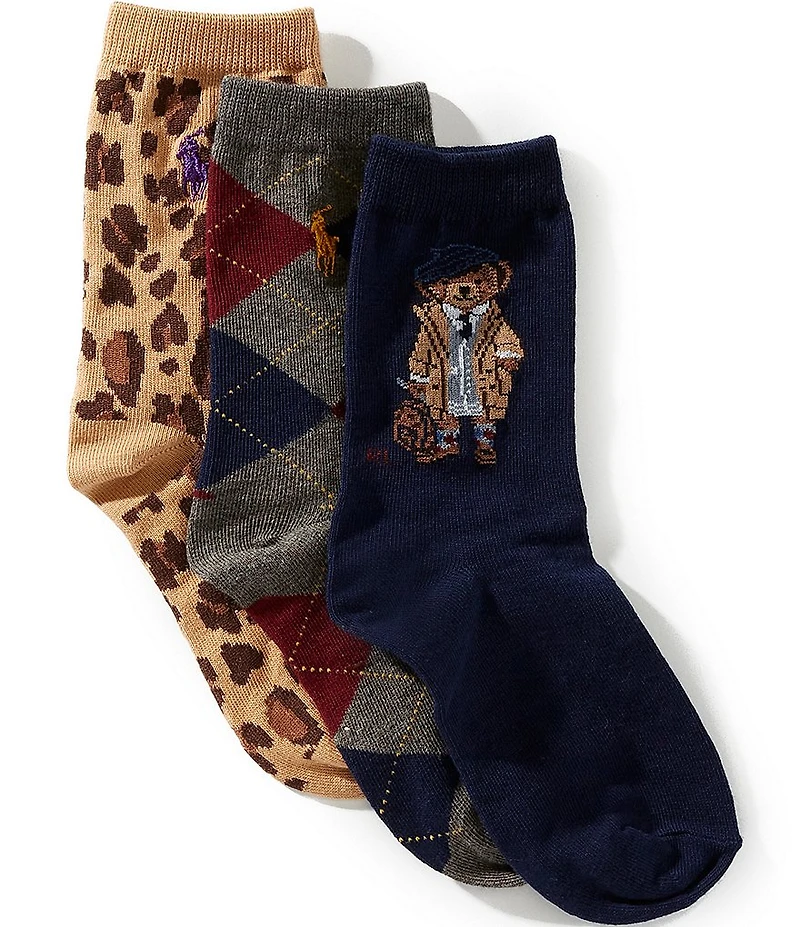 Polo Ralph Lauren Little/Big Girls Quarter Length Back to School Bear 3-Pack