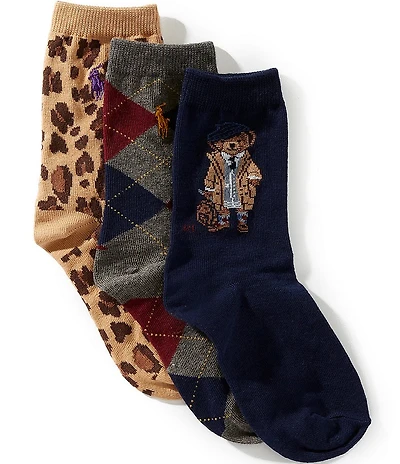 Polo Ralph Lauren Little/Big Girls Quarter Length Back to School Bear 3-Pack