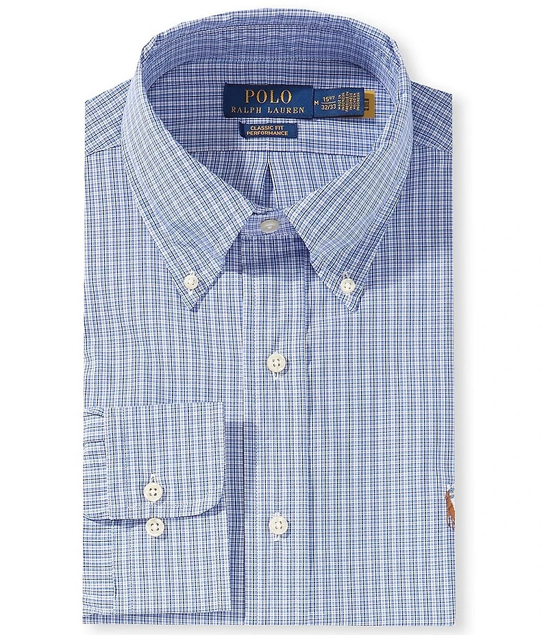 Polo Ralph Lauren Performance Classic Fit Spread Collar Plaid Dress Shirt