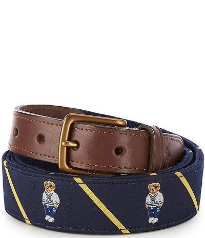 Polo Ralph Lauren Polo Bear Leather-Trim Belt