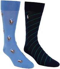 Polo Ralph Lauren Polo Player/Striped Dress Socks 2-Pack