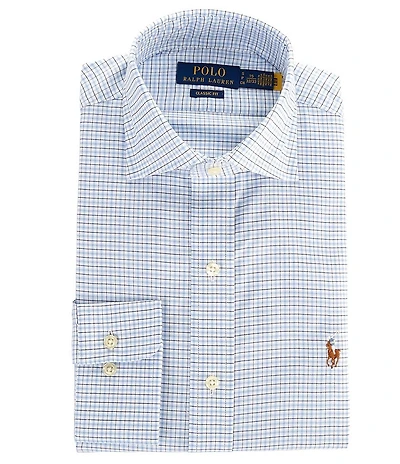 Polo Ralph Lauren Regent Classic Fit Spread Collar Checked Oxford Dress Shirt