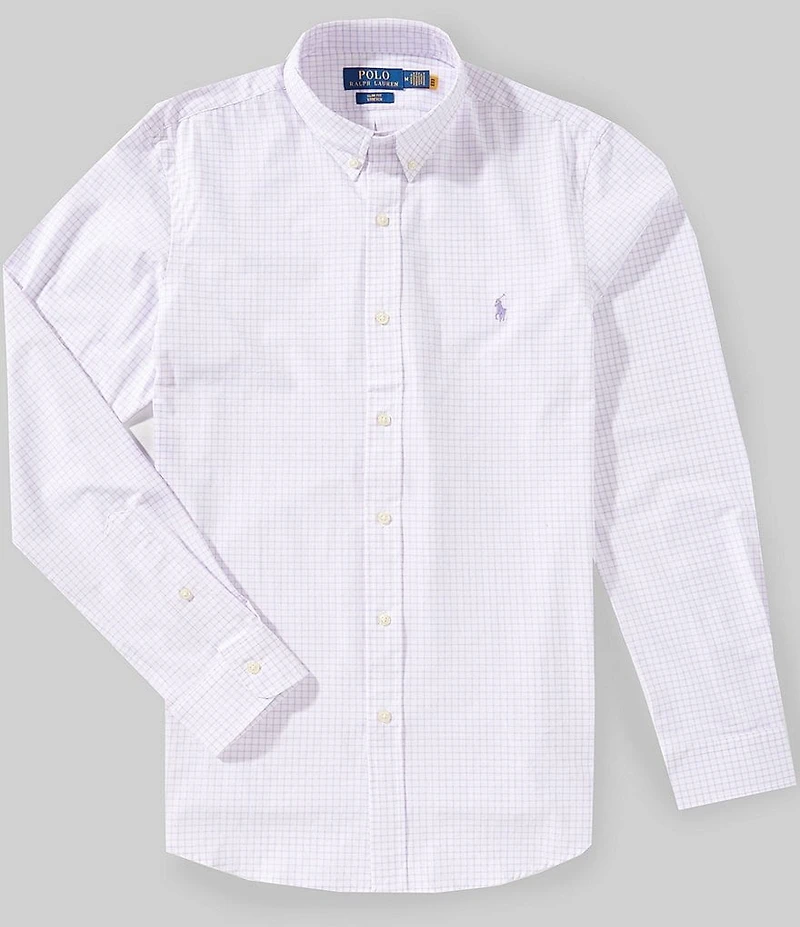 Polo Ralph Lauren Slim Fit Checked Stretch Poplin Long Sleeve Woven Shirt