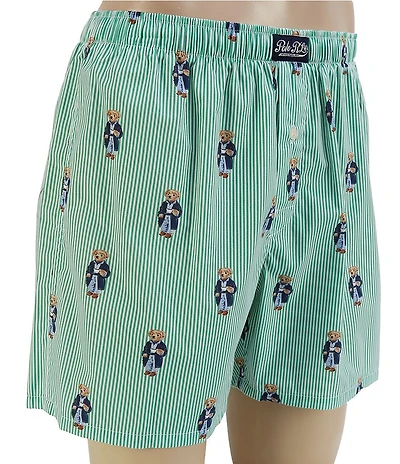 Polo Ralph Lauren Striped/Polo Bear Printed 5.5#double; Inseam Woven Boxer Briefs