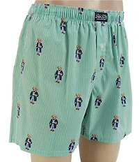 Polo Ralph Lauren Striped/Polo Bear Printed 5.5#double; Inseam Woven Boxer Briefs