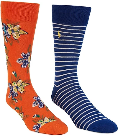 Polo Ralph Lauren Tropical Floral & Stripe Socks 2-Pack