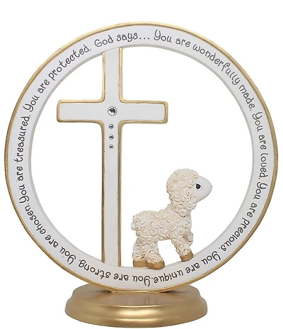 Precious Moments Gender Neutral Baptism Lamb Cross Figurine