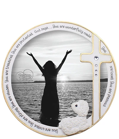 Precious Moments Gender Neutral Baptism Lamb Cross Picture Frame