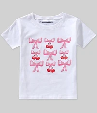 Prince Peter Big Girls Cherry Bow Short Sleeve Graphic T-Shirt