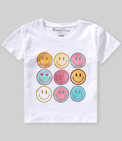 Prince Peter Big Girls Pastel Smiley Short Sleeve Graphic T-Shirt