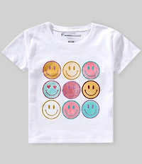 Prince Peter Big Girls Pastel Smiley Short Sleeve Graphic T-Shirt