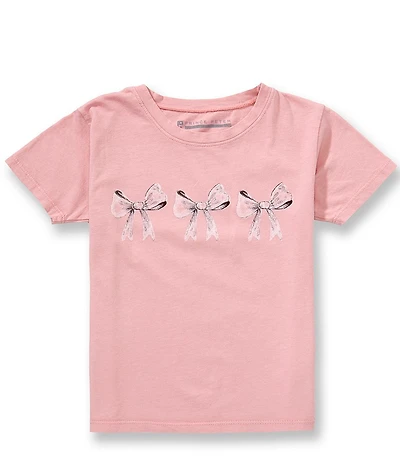 Prince Peter Big Girls Short Sleeve Crew Neck 3 Bows Graphic T-Shirt