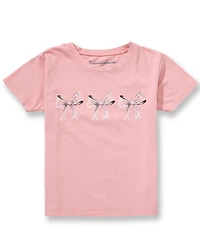 Prince Peter Big Girls Short Sleeve Crew Neck 3 Bows Graphic T-Shirt