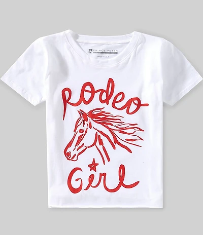 Prince Peter Big Girls Short Sleeve Raw-Edge 'Rodeo Girl' Graphic T-Shirt
