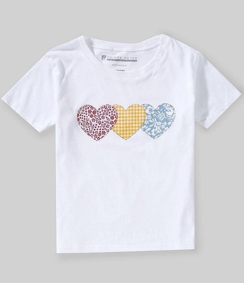 Prince Peter Big Girls Short Sleeve Three Heart Patch T-Shirt