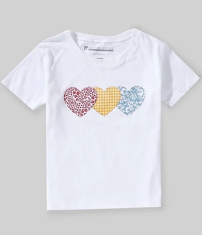 Prince Peter Big Girls Short Sleeve Three Heart Patch T-Shirt