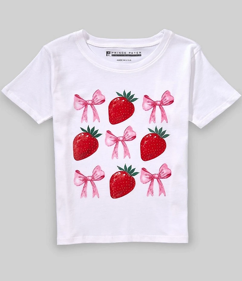 Prince Peter Big Girls Stawberry Bow Short Sleeve T-Shirt