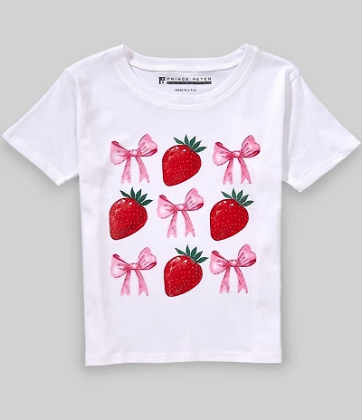 Prince Peter Big Girls Stawberry Bow Short Sleeve T-Shirt