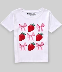 Prince Peter Big Girls Stawberry Bow Short Sleeve T-Shirt