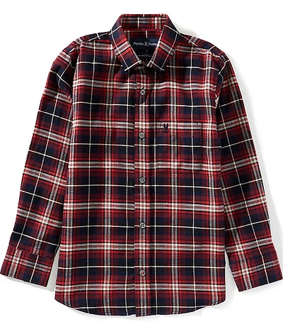Psycho Bunny Big Boys Long-Sleeve Elian Plaid Brushed Flannel Shirt