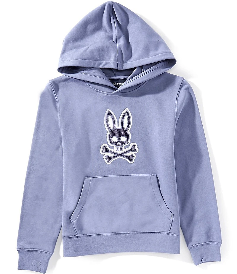 Psycho Bunny Big Boys Long-Sleeve Ryder Embroidered Bunny Patch Fleece Hoodie