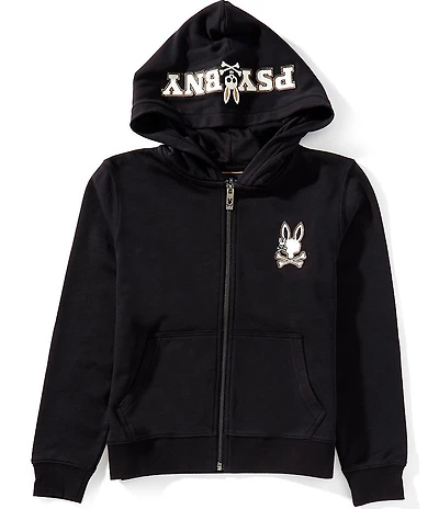 Psycho Bunny Big Boys Long-Sleeve Wade Bunny Logo Patch Fleece Hoodie