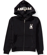 Psycho Bunny Big Boys Long-Sleeve Wade Bunny Logo Patch Fleece Hoodie