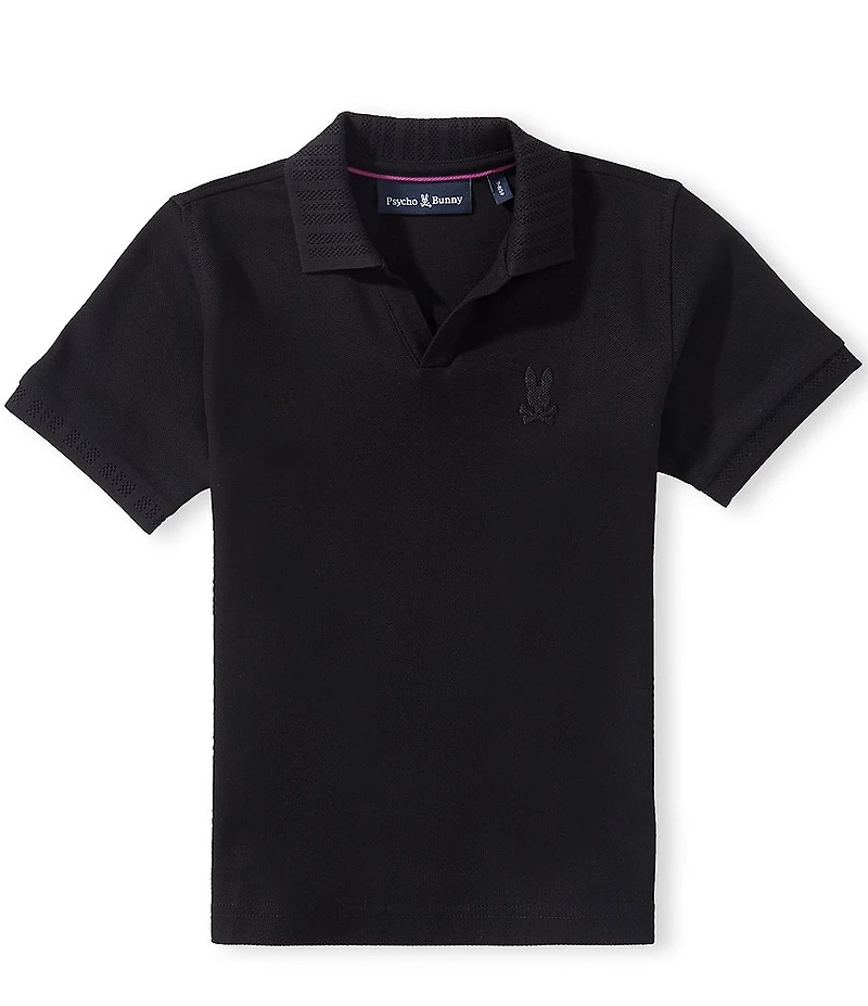 Psycho Bunny Big Boys Short Sleeve Geoffrey Johnny Collar Pique Polo Shirt