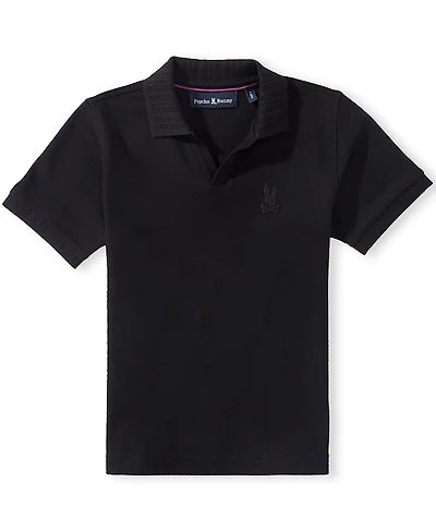 Psycho Bunny Big Boys Short Sleeve Geoffrey Johnny Collar Pique Polo Shirt