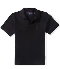 Psycho Bunny Big Boys Short Sleeve Geoffrey Johnny Collar Pique Polo Shirt