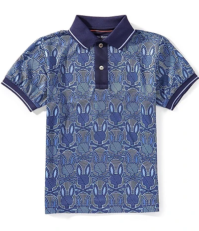 Psycho Bunny Big Boys Short-Sleeve Reeves Printed Polo Shirt