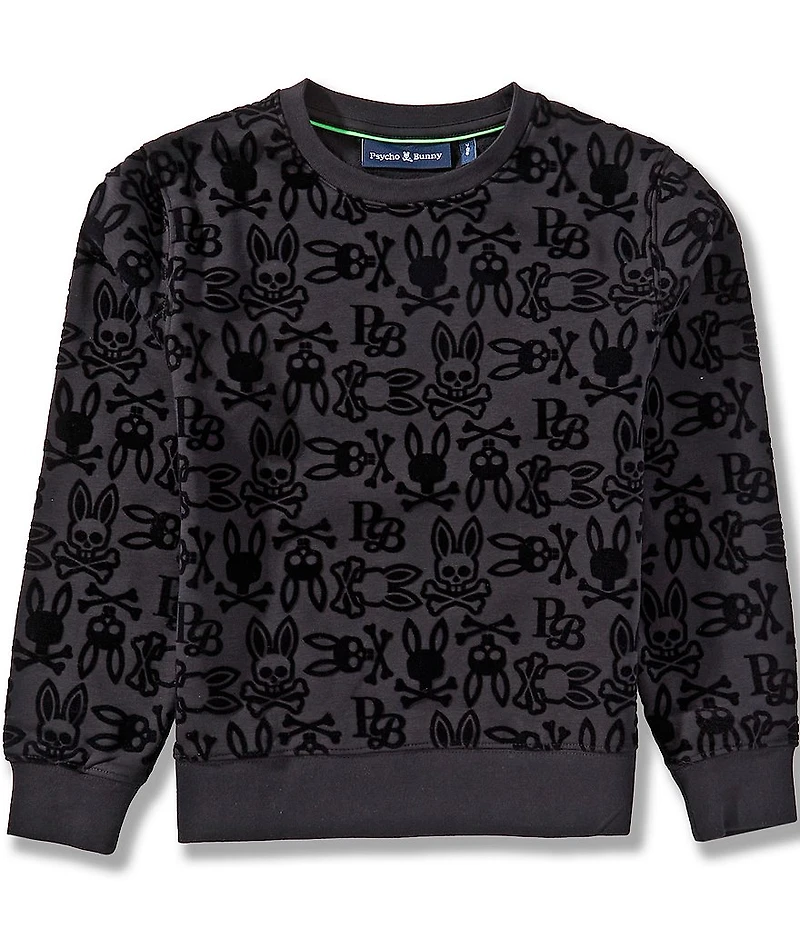 Psycho Bunny Little /Big Boys Crewneck Reed Flock Pullover