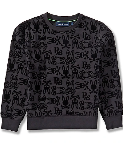 Psycho Bunny Little /Big Boys Crewneck Reed Flock Pullover