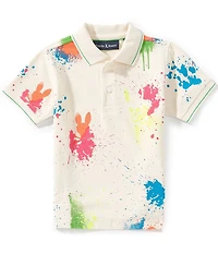 Psycho Bunny Little Boys Short Sleeve Quintin Allover Print Pique Polo Tee