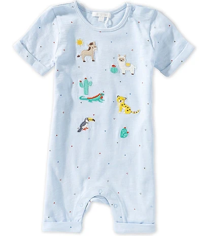 Purebaby Baby Boys Organic Cotton Short Sleeve Animal Applique Shortall