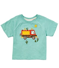 Purebaby Baby Boys Organic Cotton Short Sleeve Embroidered Taco Truck Relaxed T-Shirt
