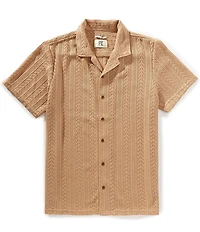 PX Clothing Camp Collar Short Sleeve Crochet Shirt